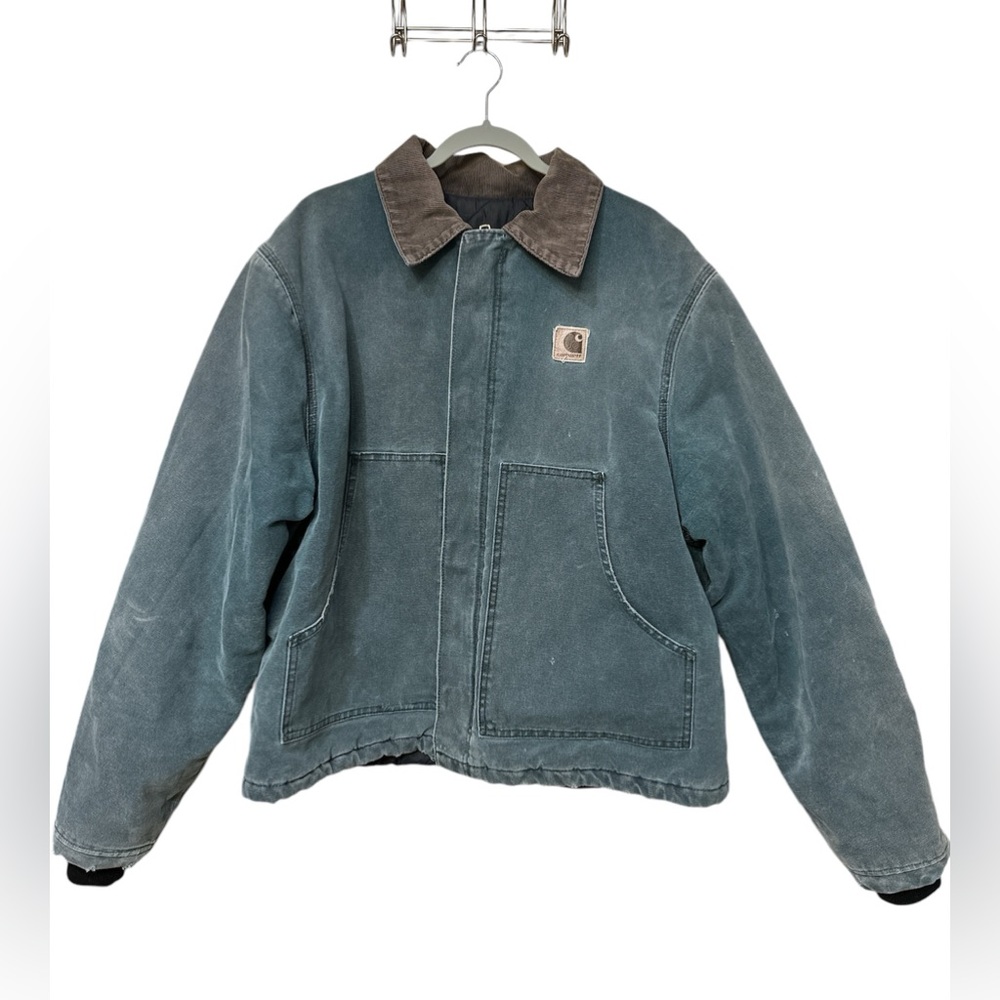 Vintage Carhartt Mens Medium Arctic Quilt Lined Blue Green Jacket
